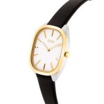 Reloj analógico de acero IPG dorado con correa de piel negra Heritage - Imagen 2
