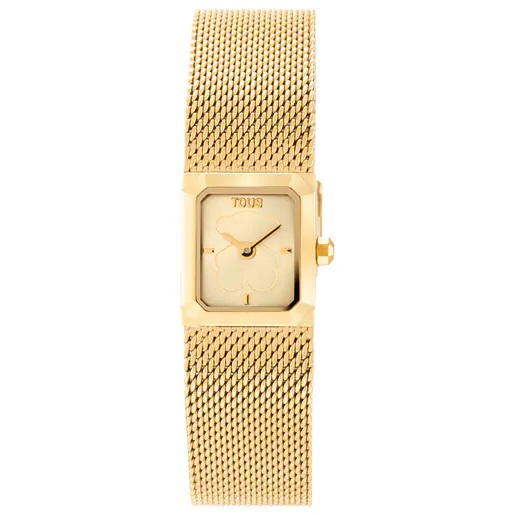 3000141900_00 Reloj analógico con brazalete de malla milanesa de acero dorado Mini Mesh - Imagen 1
