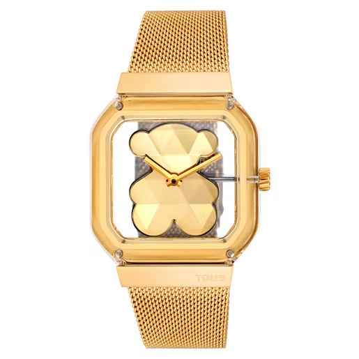 3000143400_00 Reloj analógico con brazalete de acero dorado D-Bear Party - Imagen 1