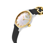 Reloj analógico con brazalete de piel negra, acero dorado y esfera de nácar Epic Icon - Imagen 2