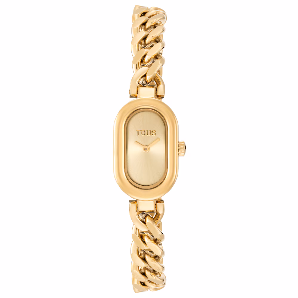 3000140200-1 Reloj analógico joya con brazalete cadena de acero dorada Oval Time - Imagen 1
