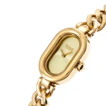 Reloj analógico joya con brazalete cadena de acero dorada Oval Time - Imagen 2