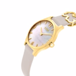 Reloj analógico con brazalete de piel blanca, acero dorado y esfera de nácar Epic Icon - Imagen 2