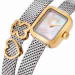 Reloj analógico con brazalete de acero con motivo, acero dorado y esfera de nácar ICON TIME EMBRACED - Imagen 2