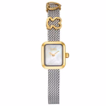 Reloj analógico con brazalete de acero con motivo, acero dorado y esfera de nácar ICON TIME CHARMS
